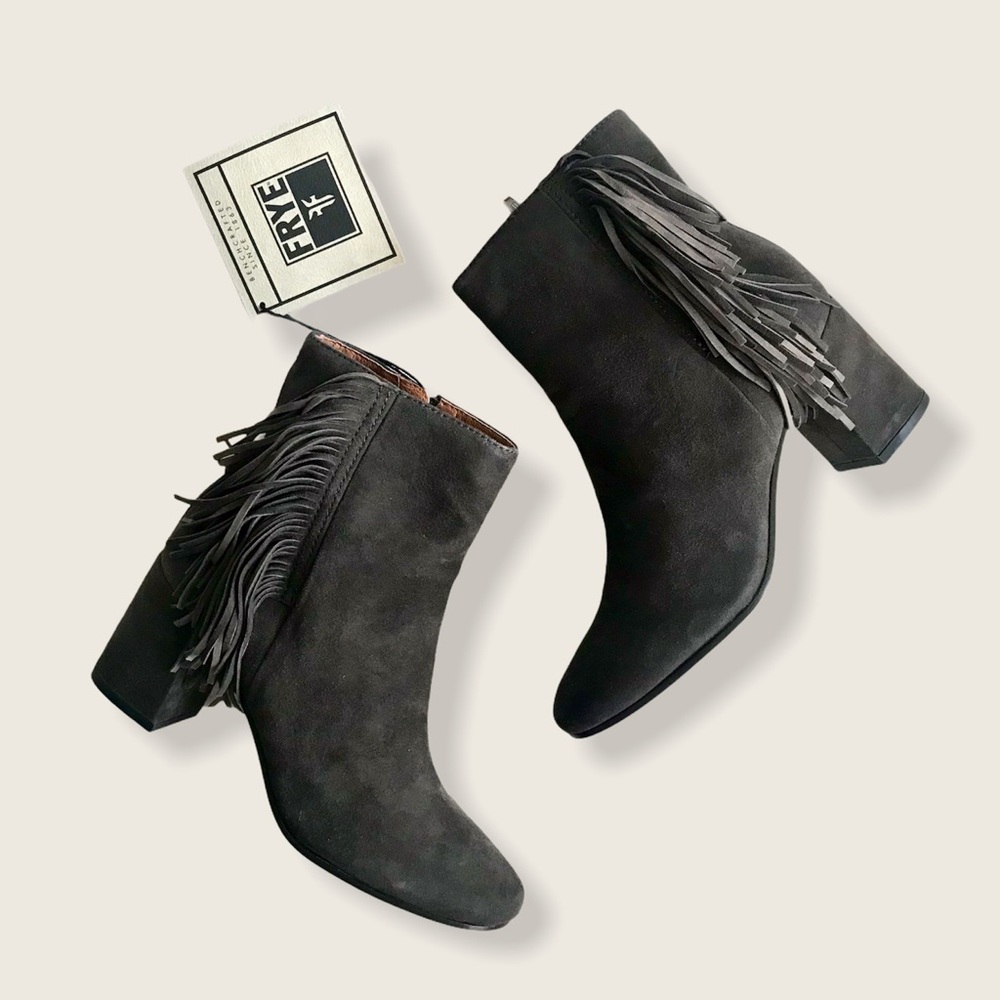 Frye Jodi Fringe Short Suede Trendy Ankle Bootie - Picture 7 of 16